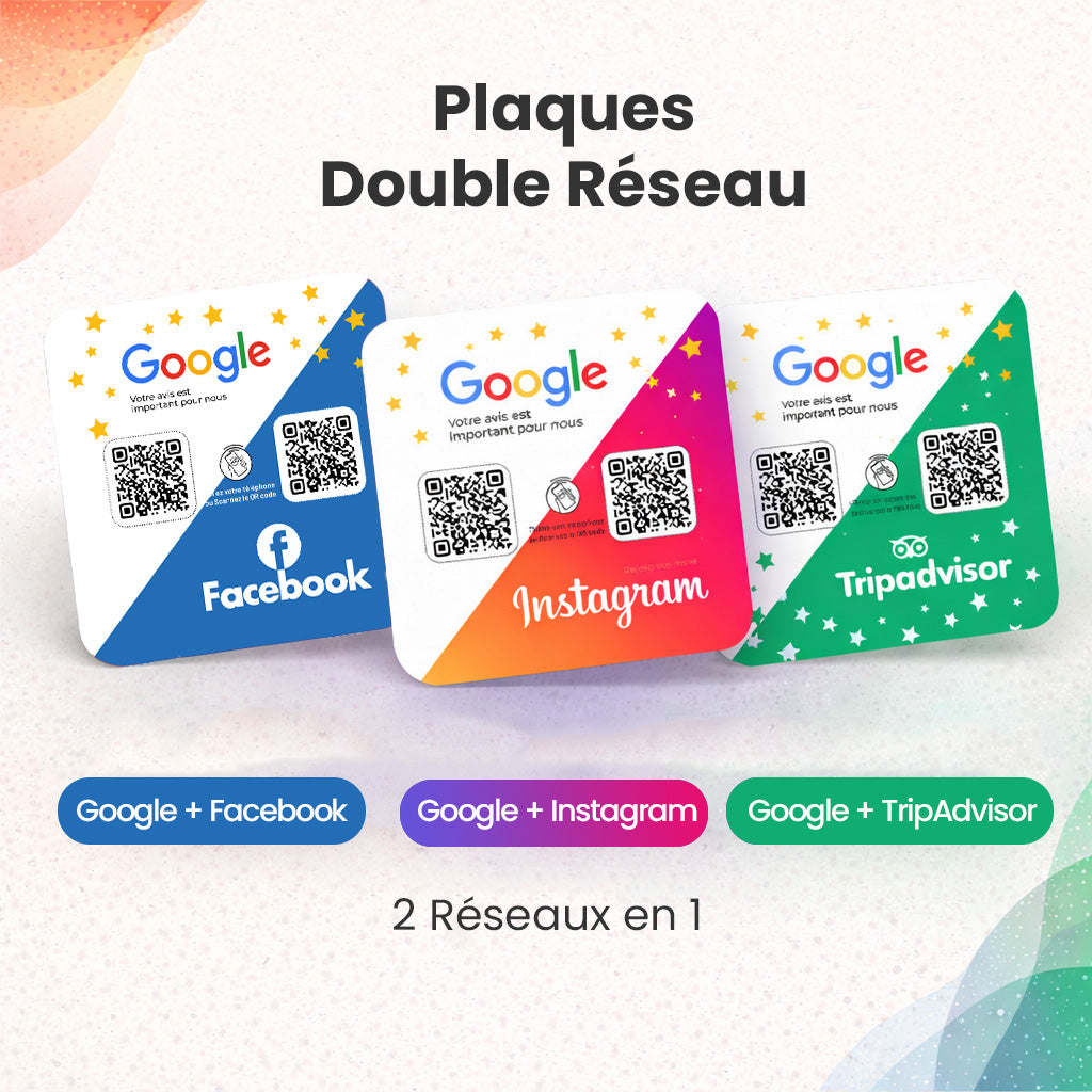 Plaques NFC & QR Code - Duo 2 Réseaux