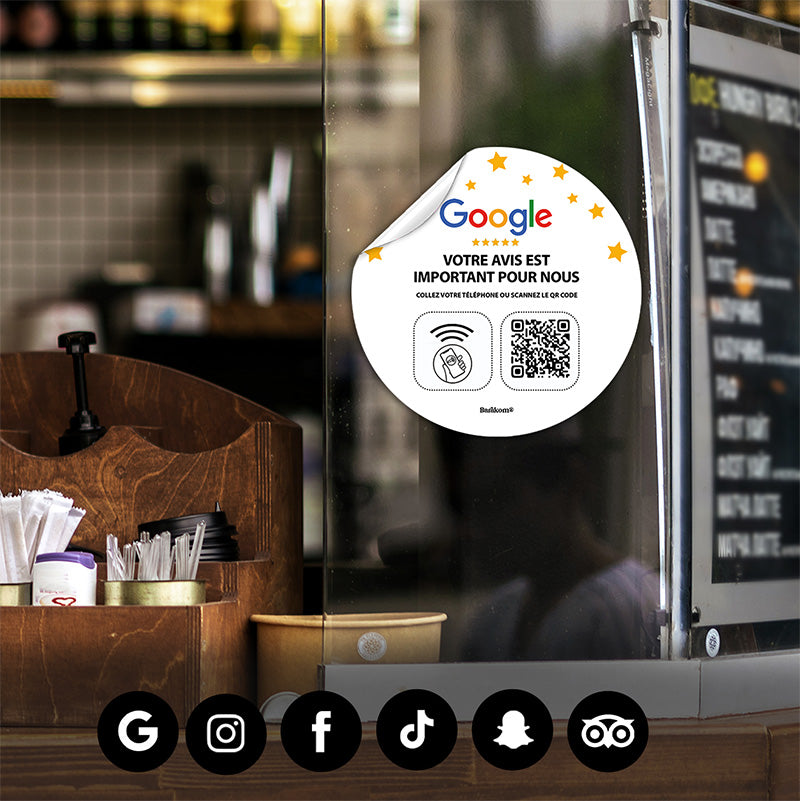 autocollant qr code google avis sur vitrine restaurant