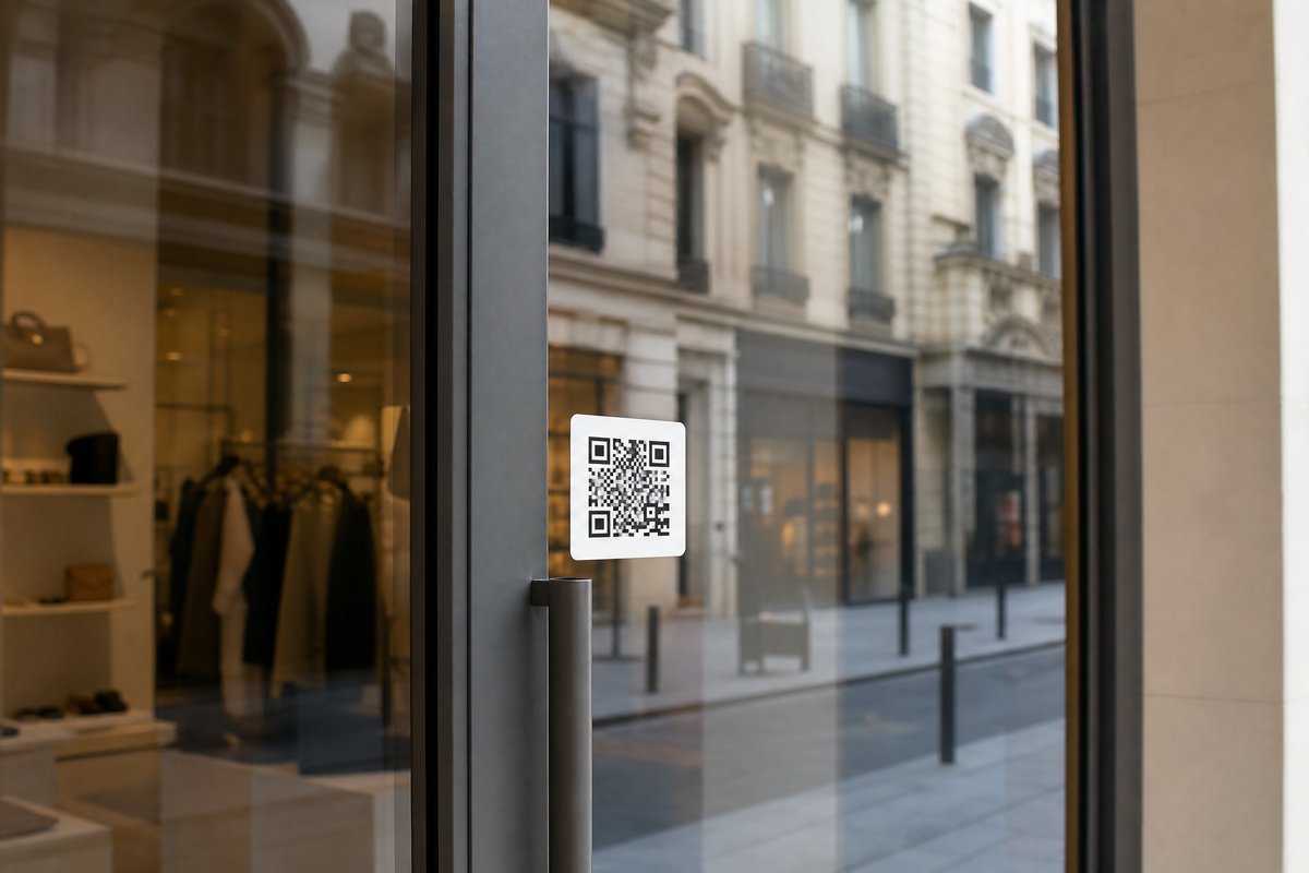 Sticker QR code pour vitrine commerce — Barakom
