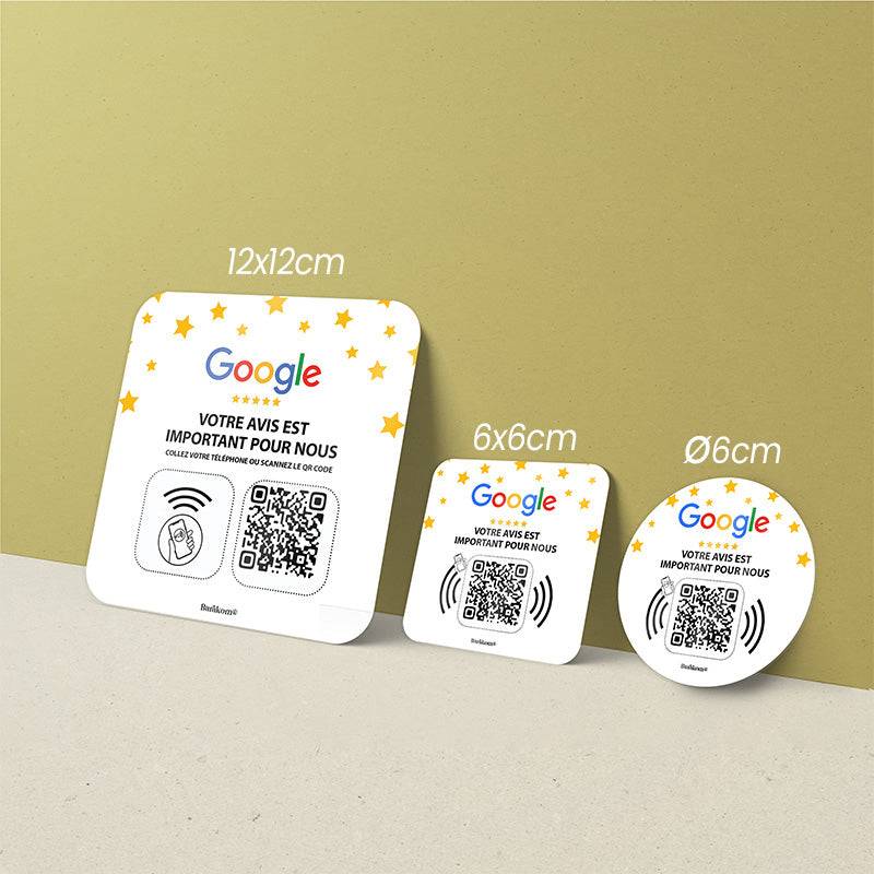 3 formats de Plaques Google NFC QR Code adhesives