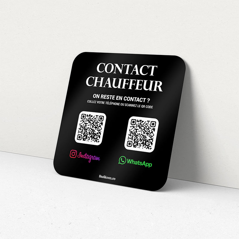 Plaque Contact Chauffeur : Instagram et WhatsApp