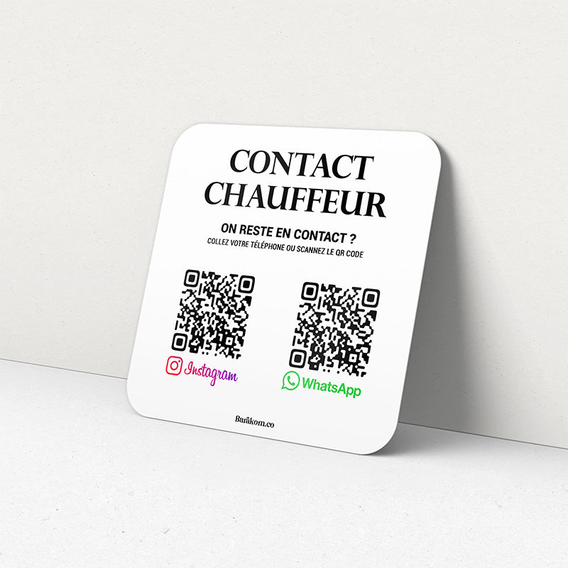 Plaque Contact Chauffeur : Instagram et WhatsApp