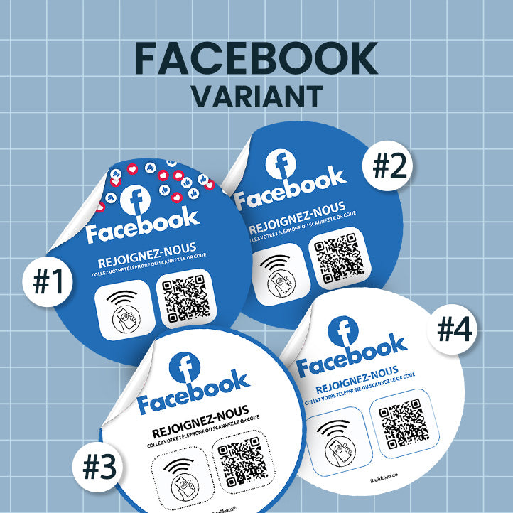 Variantes autocollant qr code NFC Facebook
