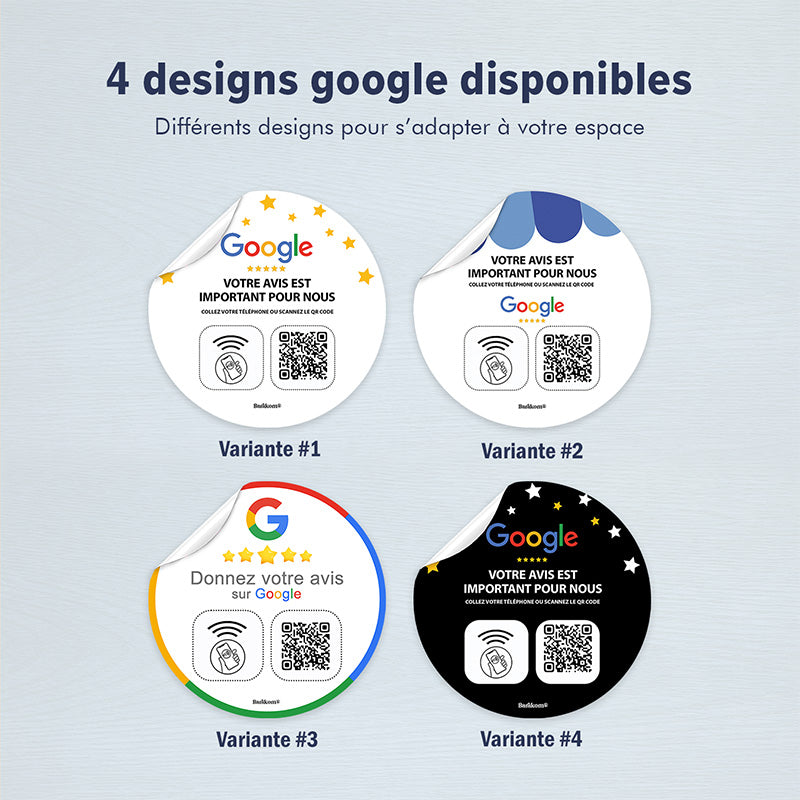 Variantes autocollant qr code NFC google avis