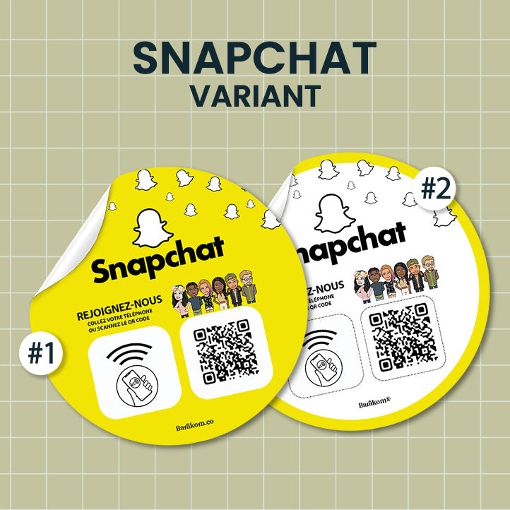 Variantes autocollant qr code NFC snapchat