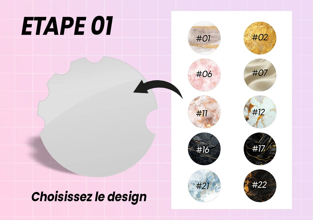 etape 01 choisir le fond - nail disque personnalisation