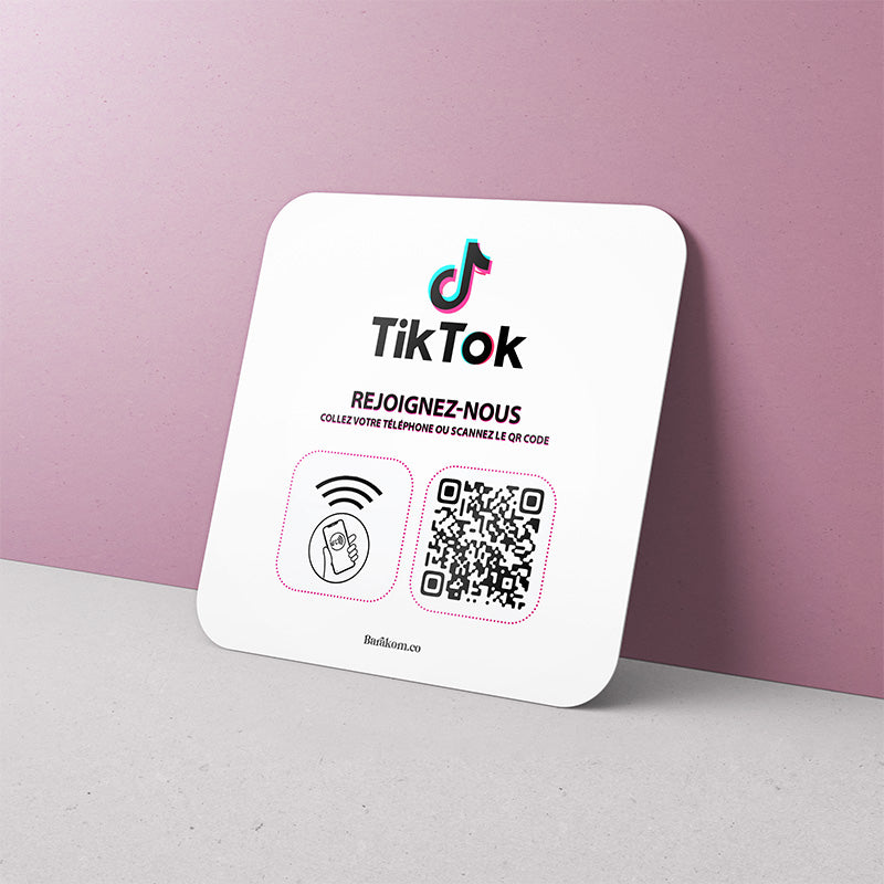 plaque connectée qr code tiktok format carre 12cm