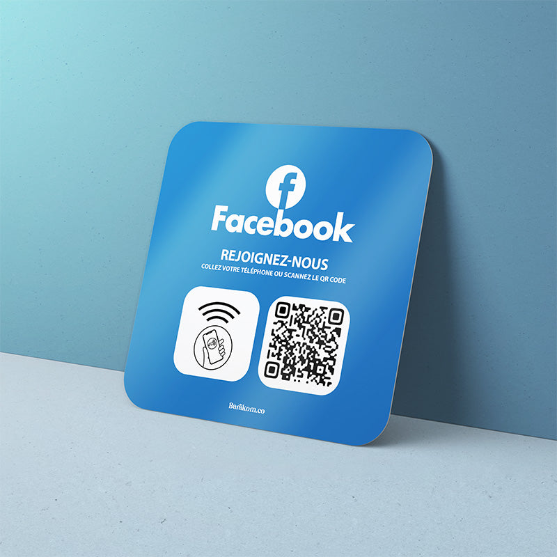 plaque nfc qr code FACEBOOK v2 carre 12cm