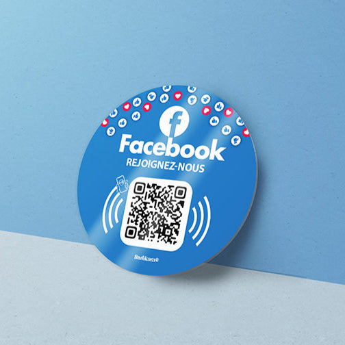 plaque nfc qr code FACEBOOK variante 1 format ROND 6cm