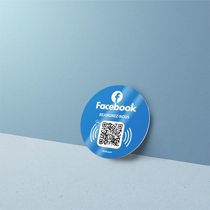 plaque nfc qr code FACEBOOK variante 2 format ROND 6cm