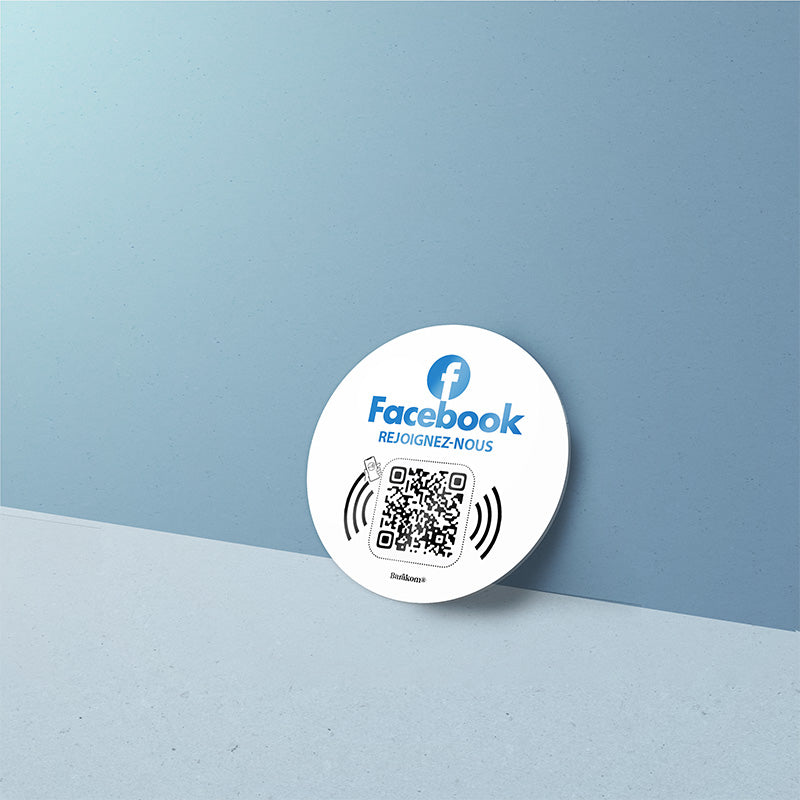 plaque nfc qr code FACEBOOK variante 3 format ROND 6cm