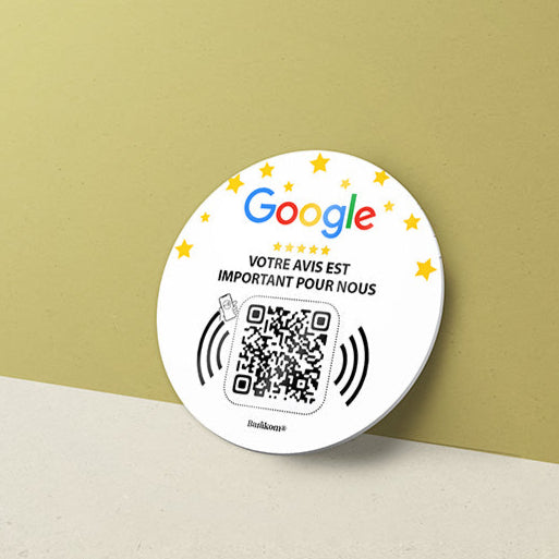 plaque nfc qr code GOOGLE variante 1 format rond 6cm