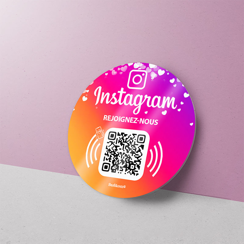 plaque nfc qr code INSTAGRAM variante 1 format ROND 6cm