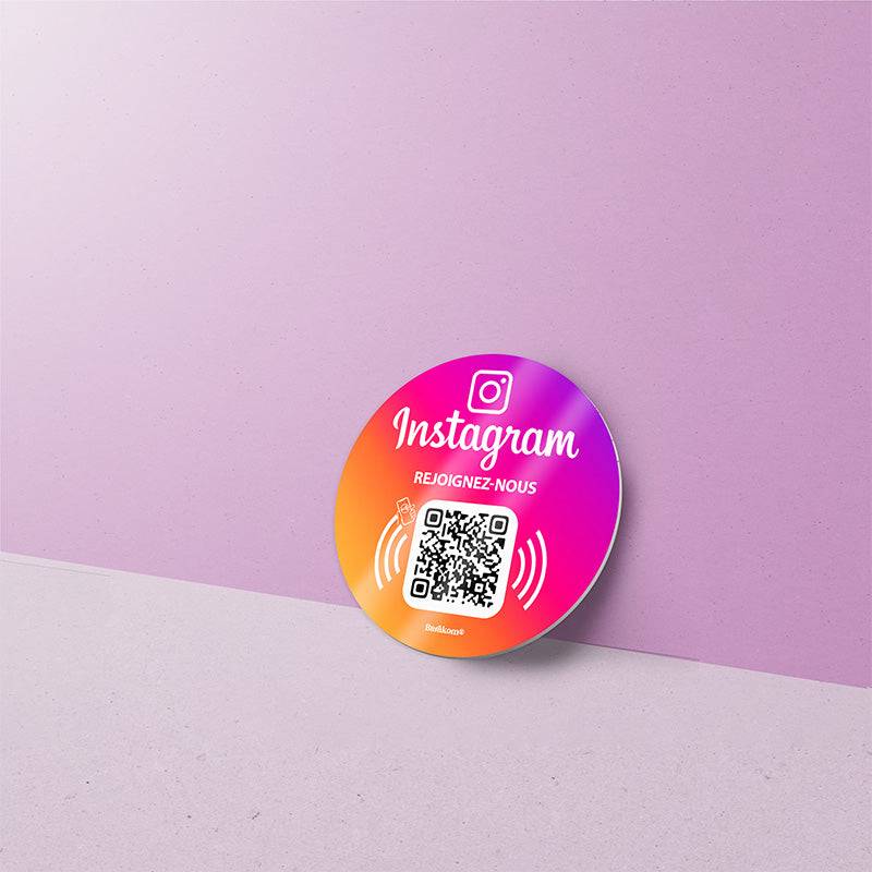 plaque nfc qr code INSTAGRAM variante 2 format ROND 6cm