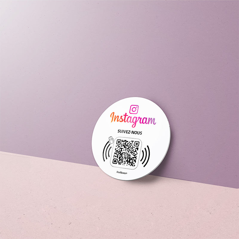 plaque nfc qr code INSTAGRAM variante 3 format ROND 6cm