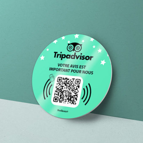plaque nfc qr code TRIPADVISOR variante 1 format ROND 6cm