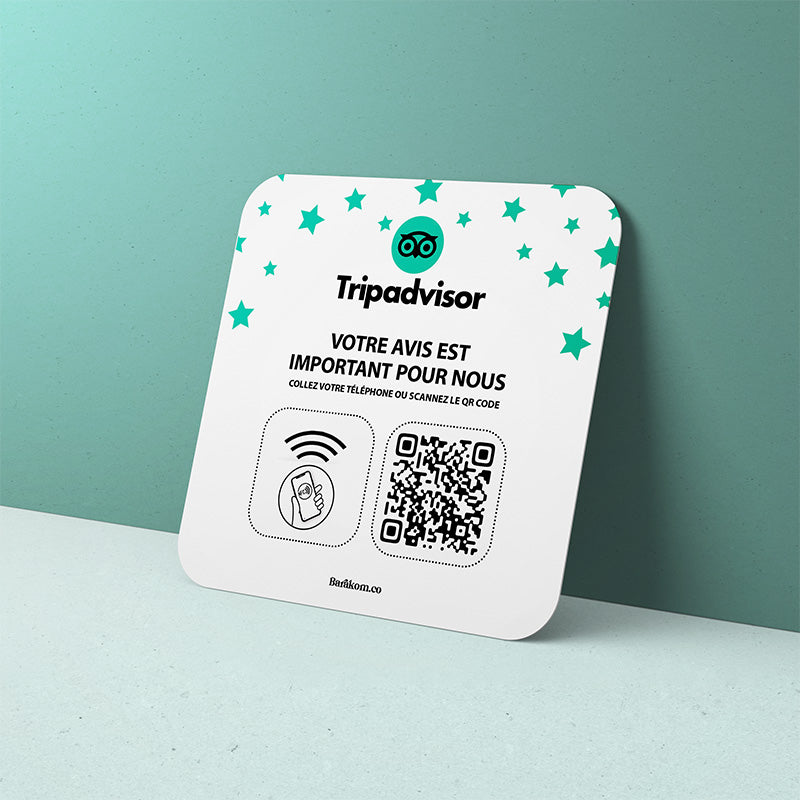 plaque nfc qr code TRIPADVISOR variante 2 carre 12cm