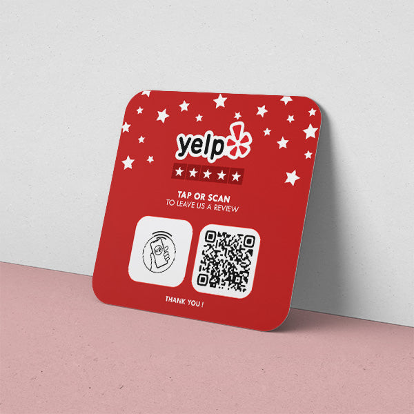 plaque nfc qr code YELP variante 1 carre 12cm