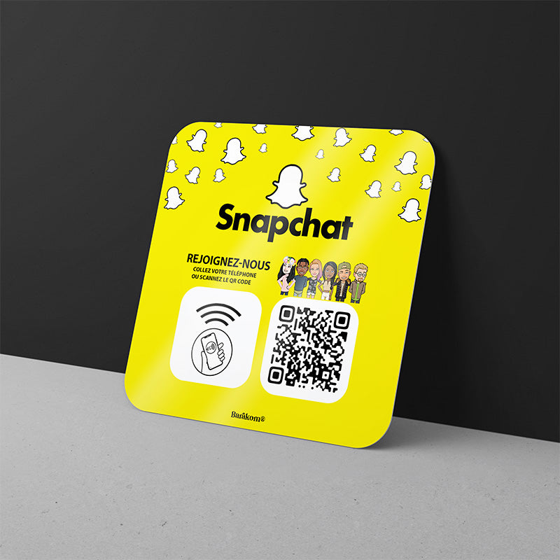 plaque qr code snapchat 12cm sur fond noir