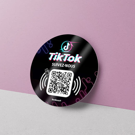 plaque qr code tiktok format rond 6cm
