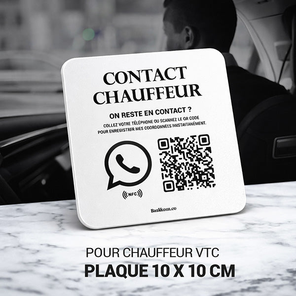 Plaque Contact WhatsApp pour Chauffeur VTC