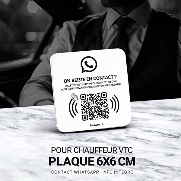 Plaque Contact WhatsApp pour Chauffeur VTC