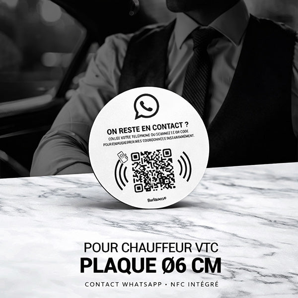 Plaque Contact WhatsApp pour Chauffeur VTC