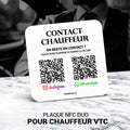 Plaque Contact Chauffeur : Instagram et WhatsApp