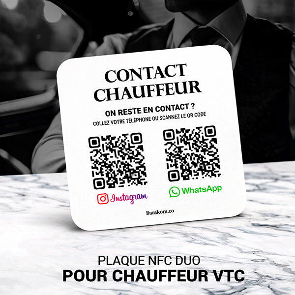 Plaque Contact Chauffeur : Instagram et WhatsApp