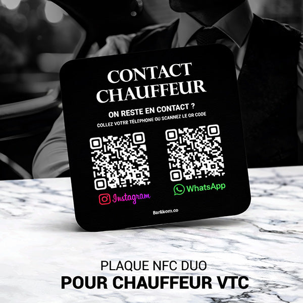 Plaque Contact Chauffeur : Instagram et WhatsApp