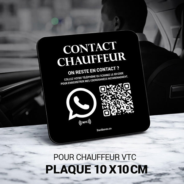 Plaque Contact WhatsApp pour Chauffeur VTC