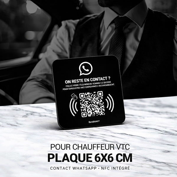 Plaque Contact WhatsApp pour Chauffeur VTC