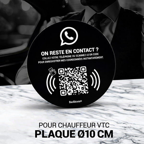 Plaque Contact WhatsApp pour Chauffeur VTC