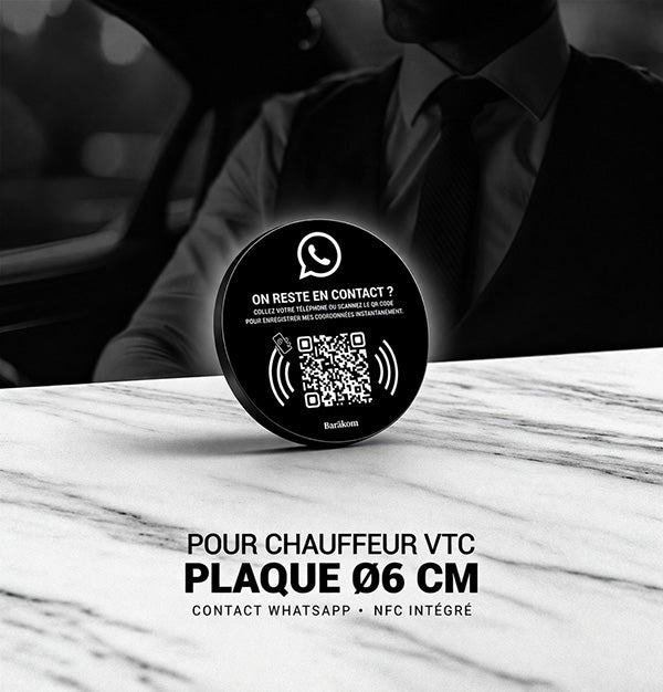 Plaque Contact WhatsApp pour Chauffeur VTC